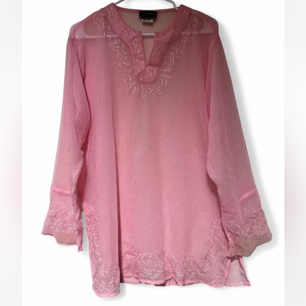 Elegant Pink Embroidered Tunic